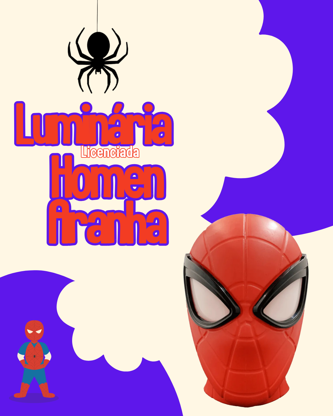 Luminária Infantil 3d Led Homem Aranha Decoração Geek Led