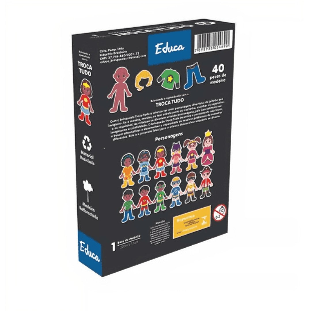 🧩 Jogo Me Vista™ – Brinquedo Educativo em Madeira para Estimular o Aprendizado Infantil