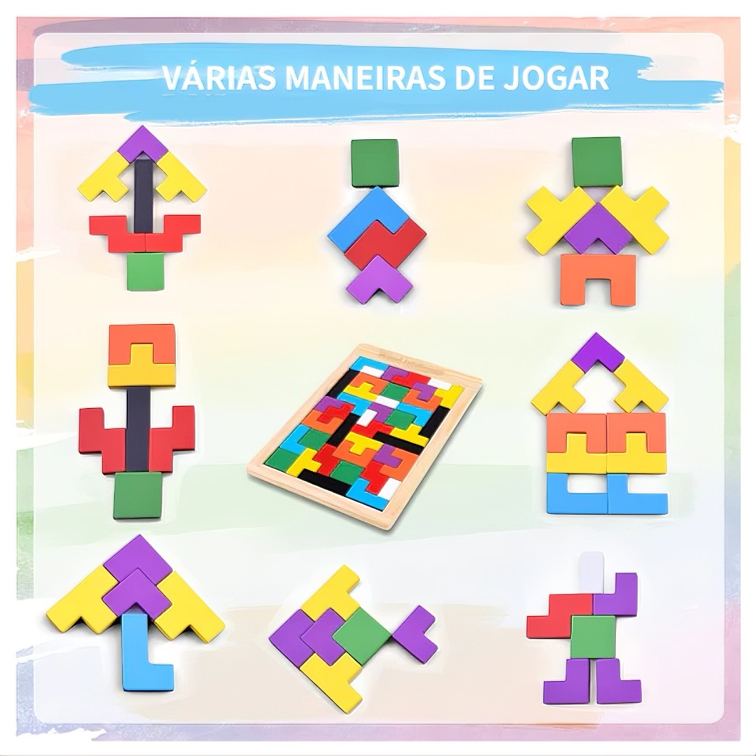 đ§© Montessori Tetris 3Dâą â Quebra-Cabeça Educativo de Madeira