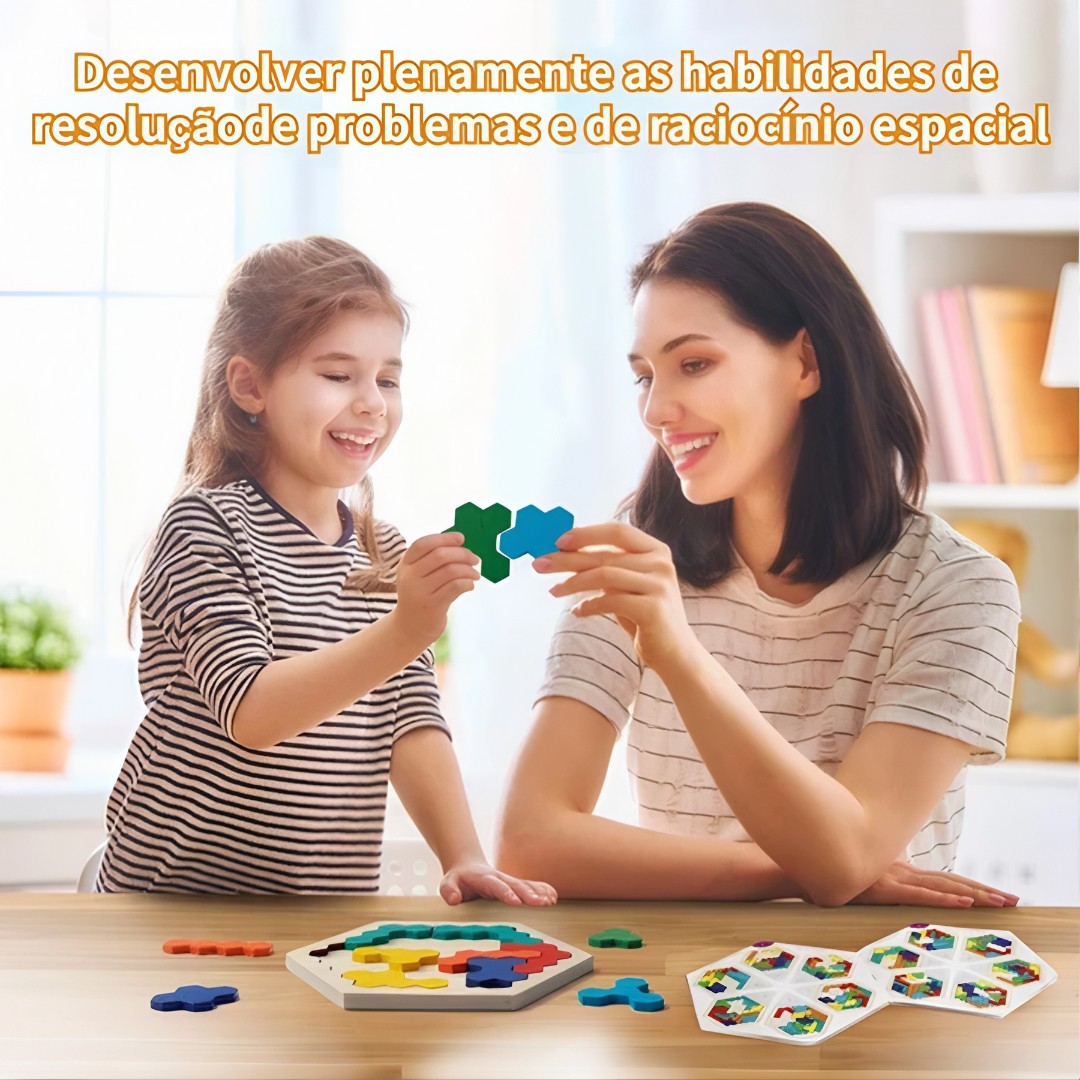 🧩 Montessori Tetris 3D™ – Quebra-Cabeça Educativo de Madeira