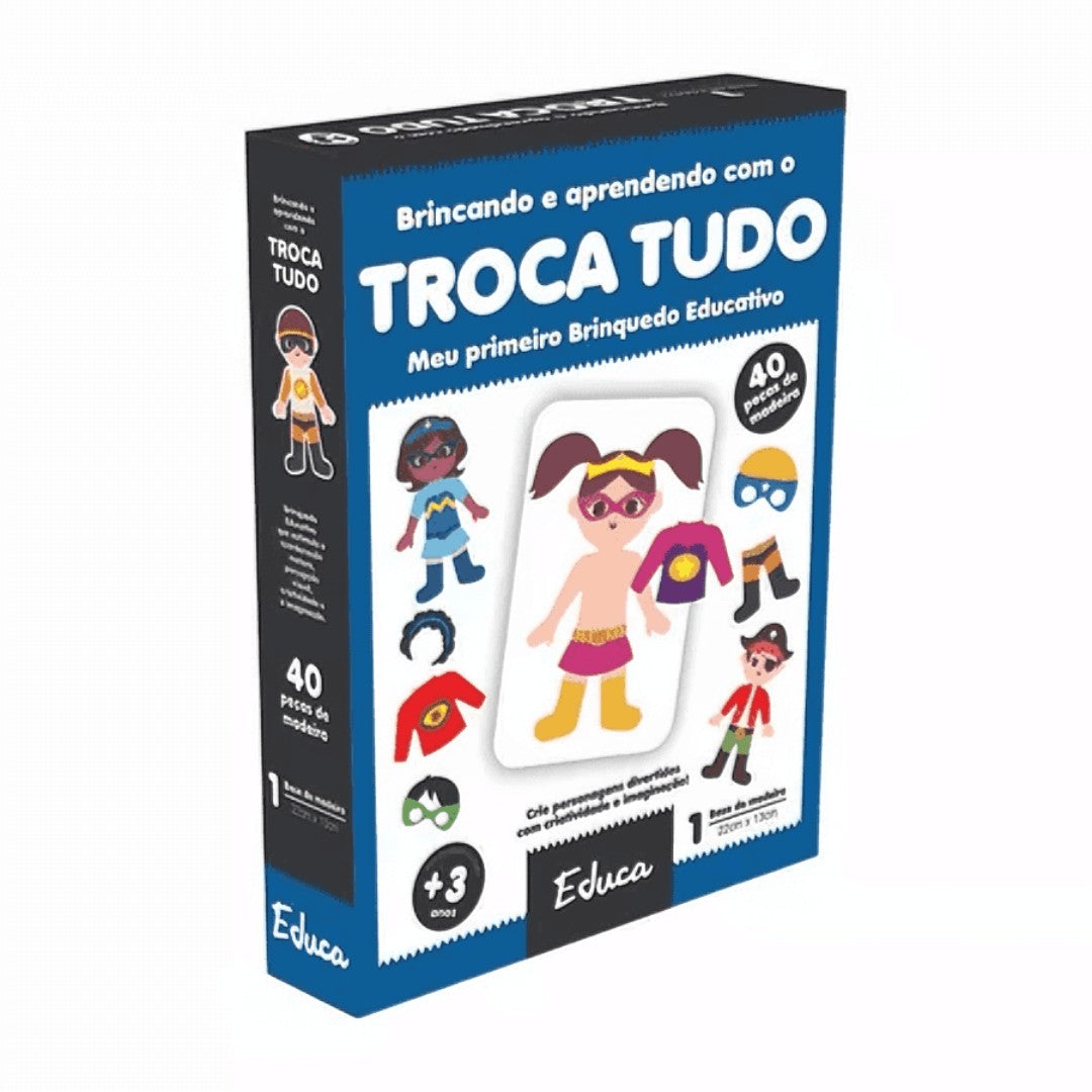 🧩 Jogo Me Vista™ – Brinquedo Educativo em Madeira para Estimular o Aprendizado Infantil