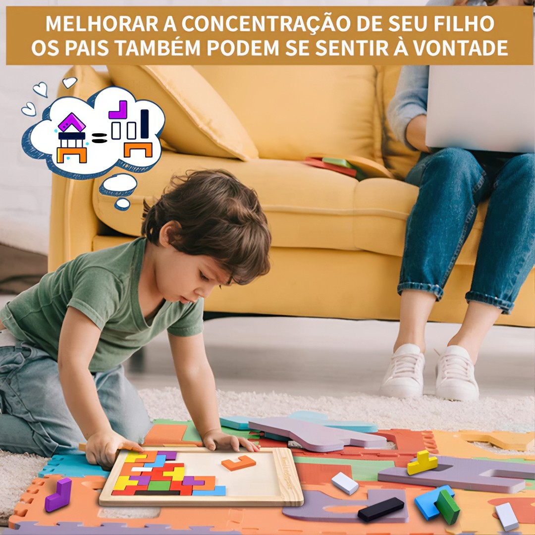 🧩 Montessori Tetris 3D™ – Quebra-Cabeça Educativo de Madeira
