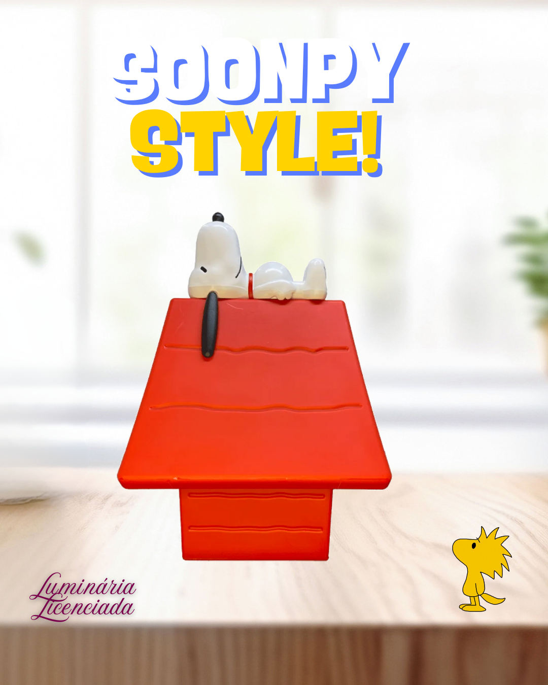 Luminária Infantil 3d Decorativa Snoopy Casinha Vermelha